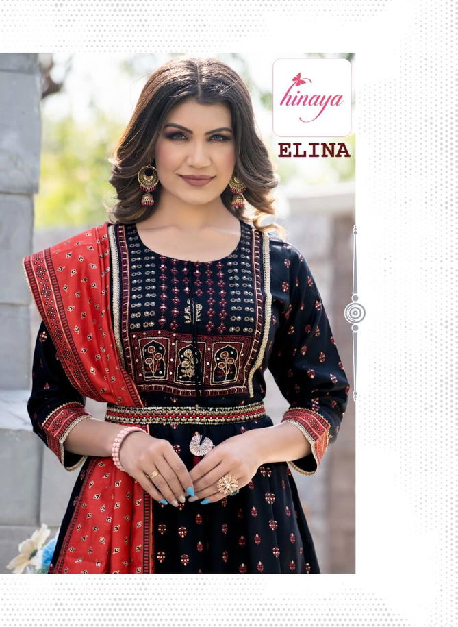 Hinaya Elina Vol 1 Heavy Festive Wear Wholesale Anarkali Kurtis With Dupatta Catalog